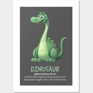 Cute Dinosaur Brontosaurus T-shirt White letters Posters and Art